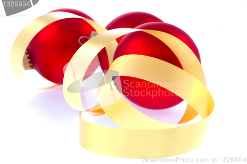 Image of Traditional Christmas Balls on white background