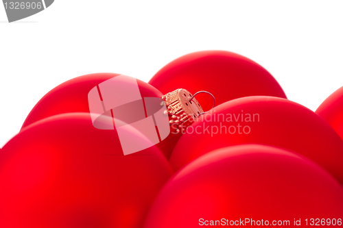 Image of Traditional Christmas Balls on white background