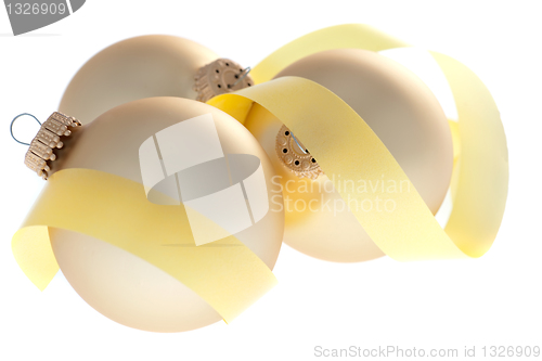 Image of Traditional Christmas Balls on white background