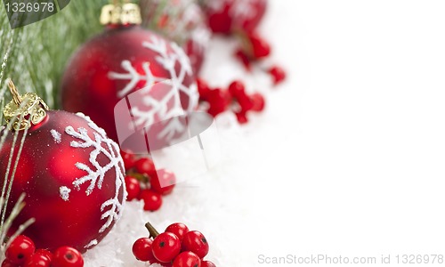 Image of Red Christmas ornaments border