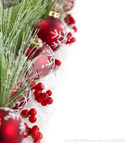 Image of Red Christmas ornaments border