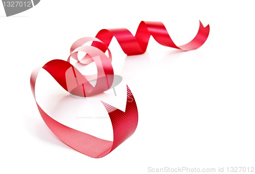 Image of Curled red holiday ribbon