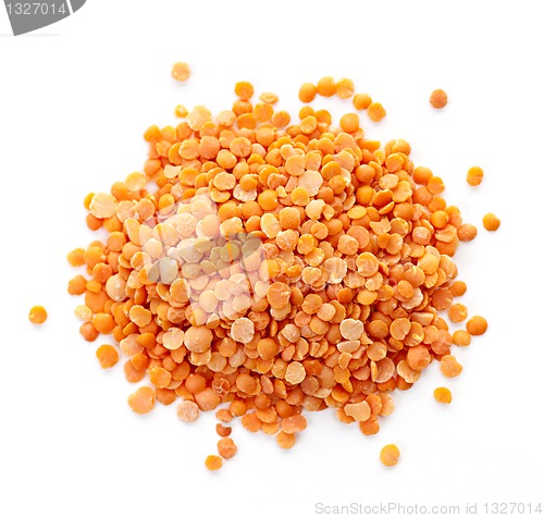 Image of Pile of uncooked red lentils