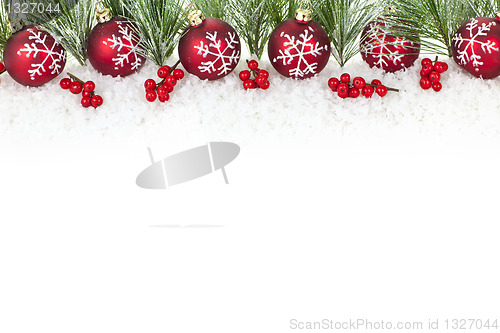 Image of Christmas border with red ornaments