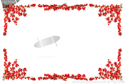 Image of Christmas border with red berries