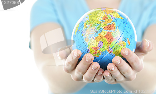 Image of Hands holding globe