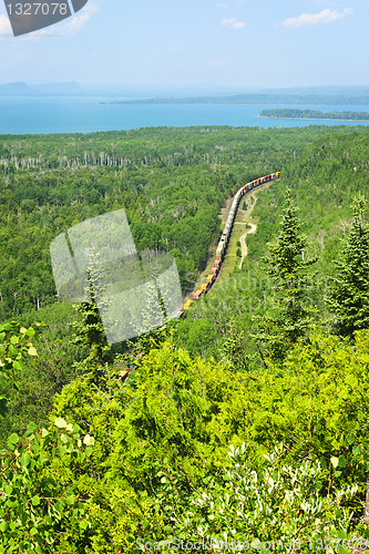 Image of Train going through northern Ontario Canada