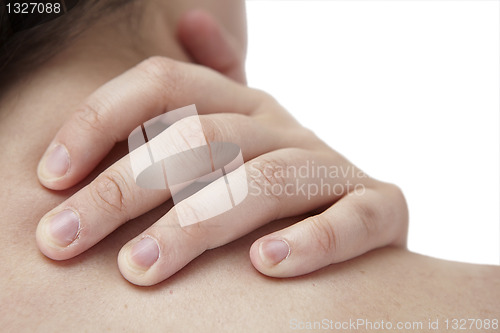 Image of femal having neckache