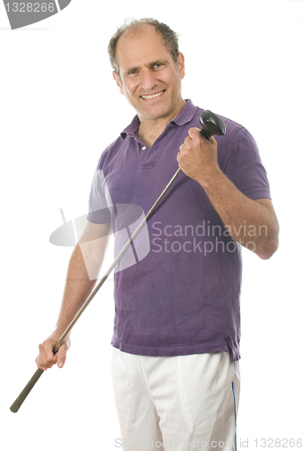 Image of man middle age golfer wood club