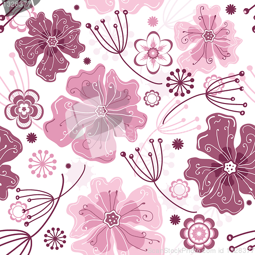 Image of White and pink seamless floral pattern