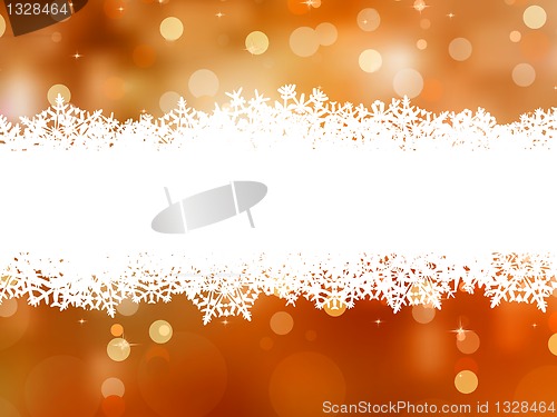 Image of Orange background with snowflakes. EPS 8