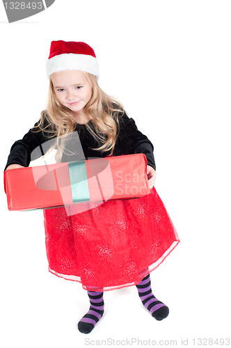 Image of Baby girl dressed up for Christams