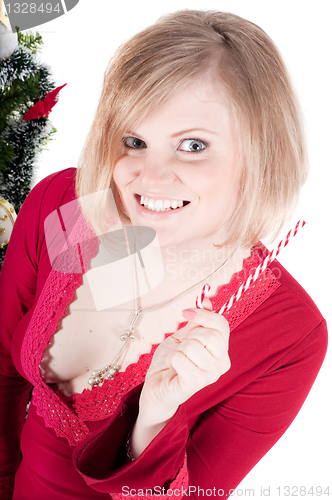 Image of Beautiful woman in red