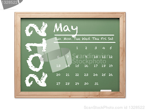 Image of May 2012 Calendar on Green Chalkboard