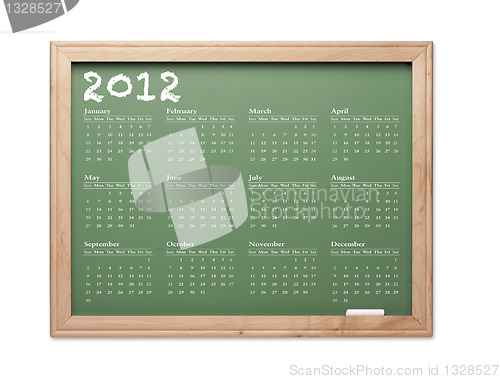 Image of 2012 Calendar Chalkboard with All Twelve Months