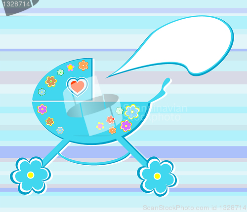 Image of Vector perambulator card for baby-shower card design