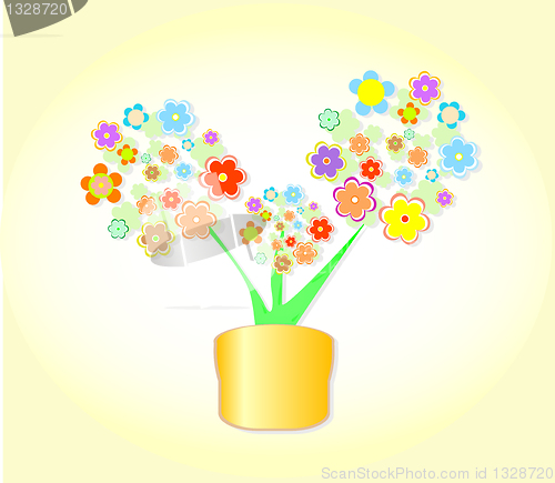 Image of Abstract Flower In Pot, Flowerpot Background vector