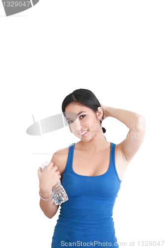 Image of young woman holding a water bottle 