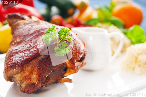 Image of original German BBQ pork  knuckle