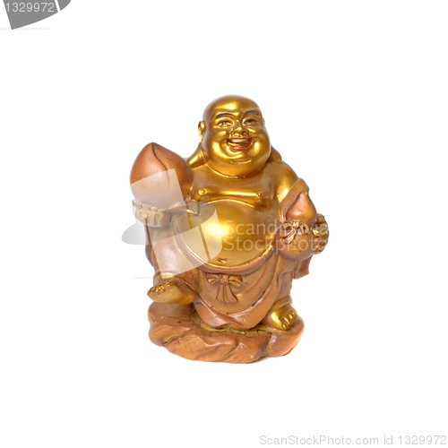 Image of Statuette of a smiling golden Buddha