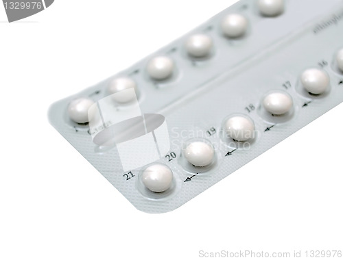 Image of Birth control pills on white