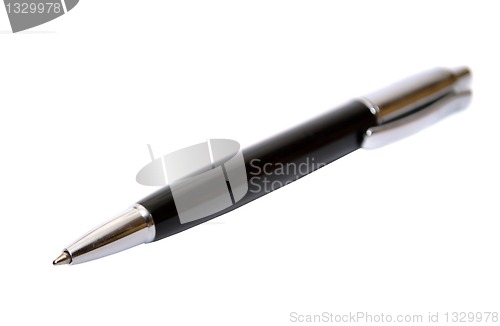 Image of Black ballpoint pen on a white background