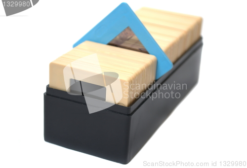 Image of A box of slides close-up