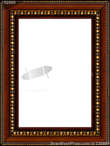 Image of Antique rustic wooden picture frame isolated