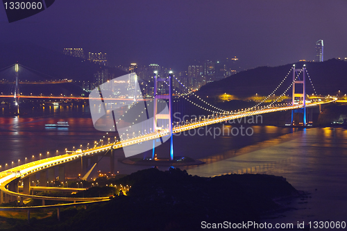 Image of Tsing Ma Bridge in Hong Kong at night