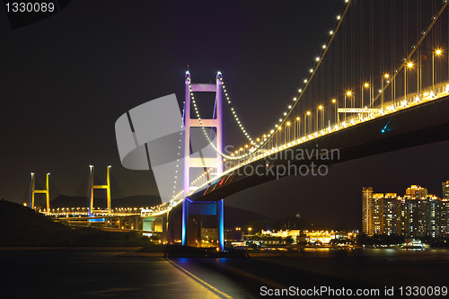 Image of night scene of Tsing Ma bridge