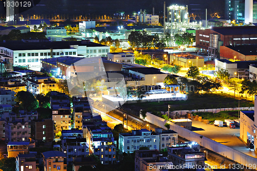 Image of Yuen Long district in Hong Kong at night