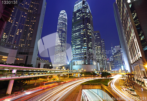 Image of traffic in city at night