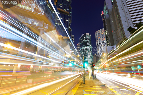 Image of Traffic through the city at night