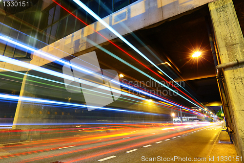 Image of light trails in city at night