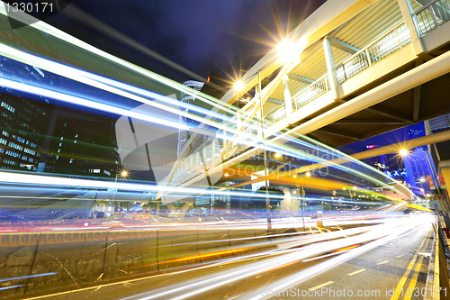Image of traffic in city at night