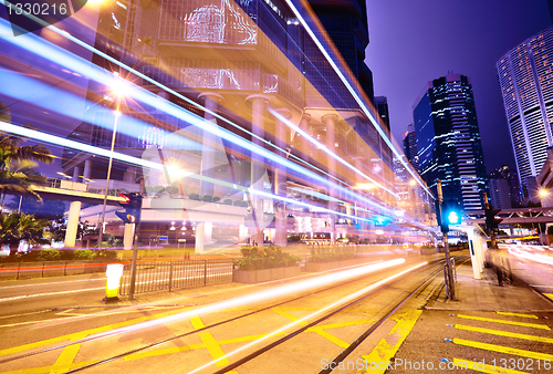 Image of traffic light stream and highrise bulidings