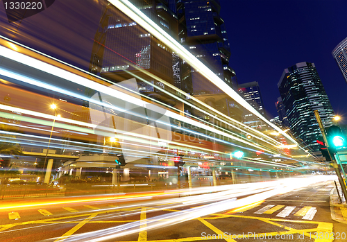 Image of light trails in city at night