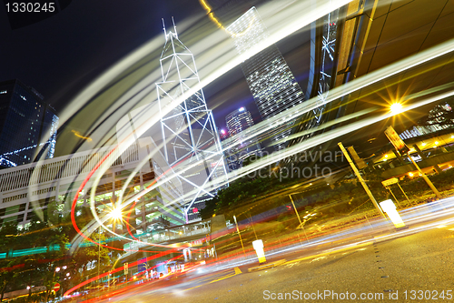 Image of traffic in city at night