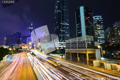 Image of traffic in city at night