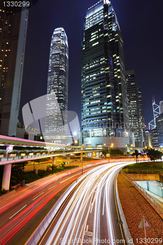 Image of traffic in city at night