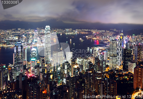Image of city at night, Hong Kong