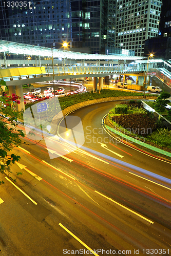 Image of Hong Kong business district at night