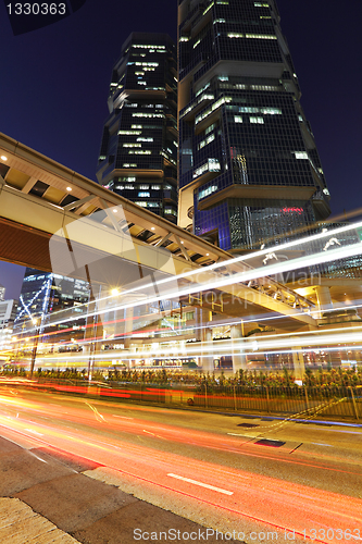 Image of light trails in city at night