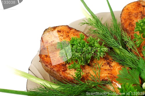 Image of Appetizing fried salmon