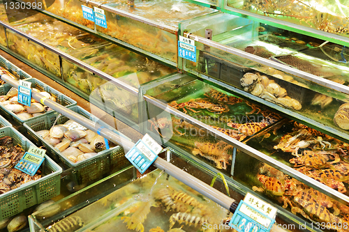 Image of Seafood for sale at restaurant in Hong Kong