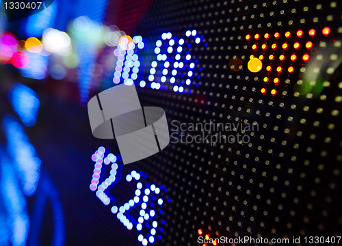 Image of led display at night with stock infomation abstract