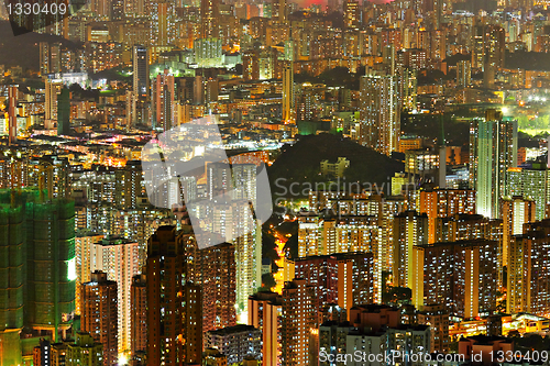 Image of apartment building at night