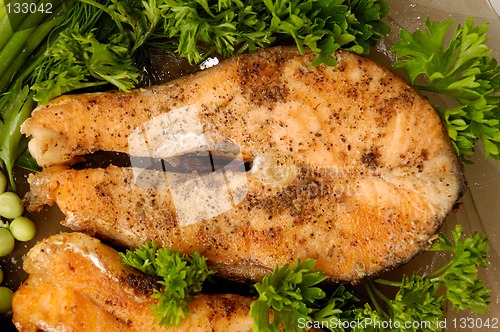 Image of Appetizing fried salmon