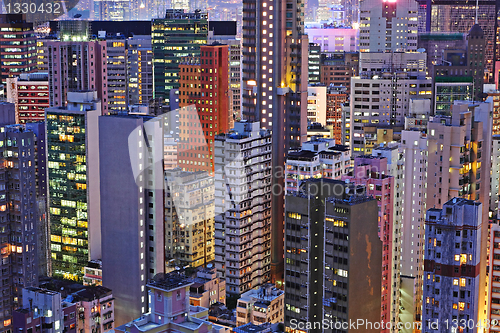 Image of apartment building at night