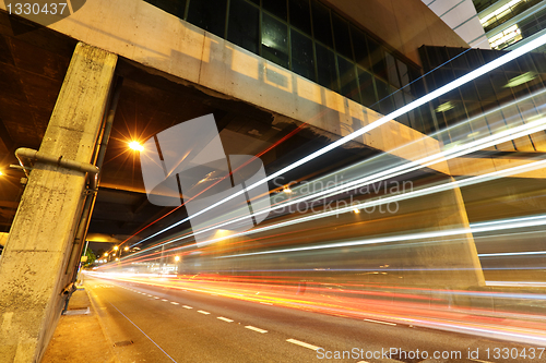 Image of light trails in city at night